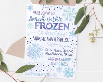 Printable Frozen Kids Winter Birthday Invitation