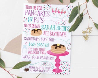Printable Pancakes & PJ's Birthday Party Invitation