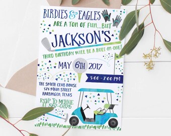 Printable Golf Hole-in-One Kids Birthday Party Invitation | Golf Party | Golf Party Invitation | Sports Birthday Party | Party Invitation