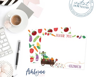 Edit yourself: Farmers Market Thank You Cards | Instant Download | Stationery | Farmers Market Party Thank you card | Farmers Stationery