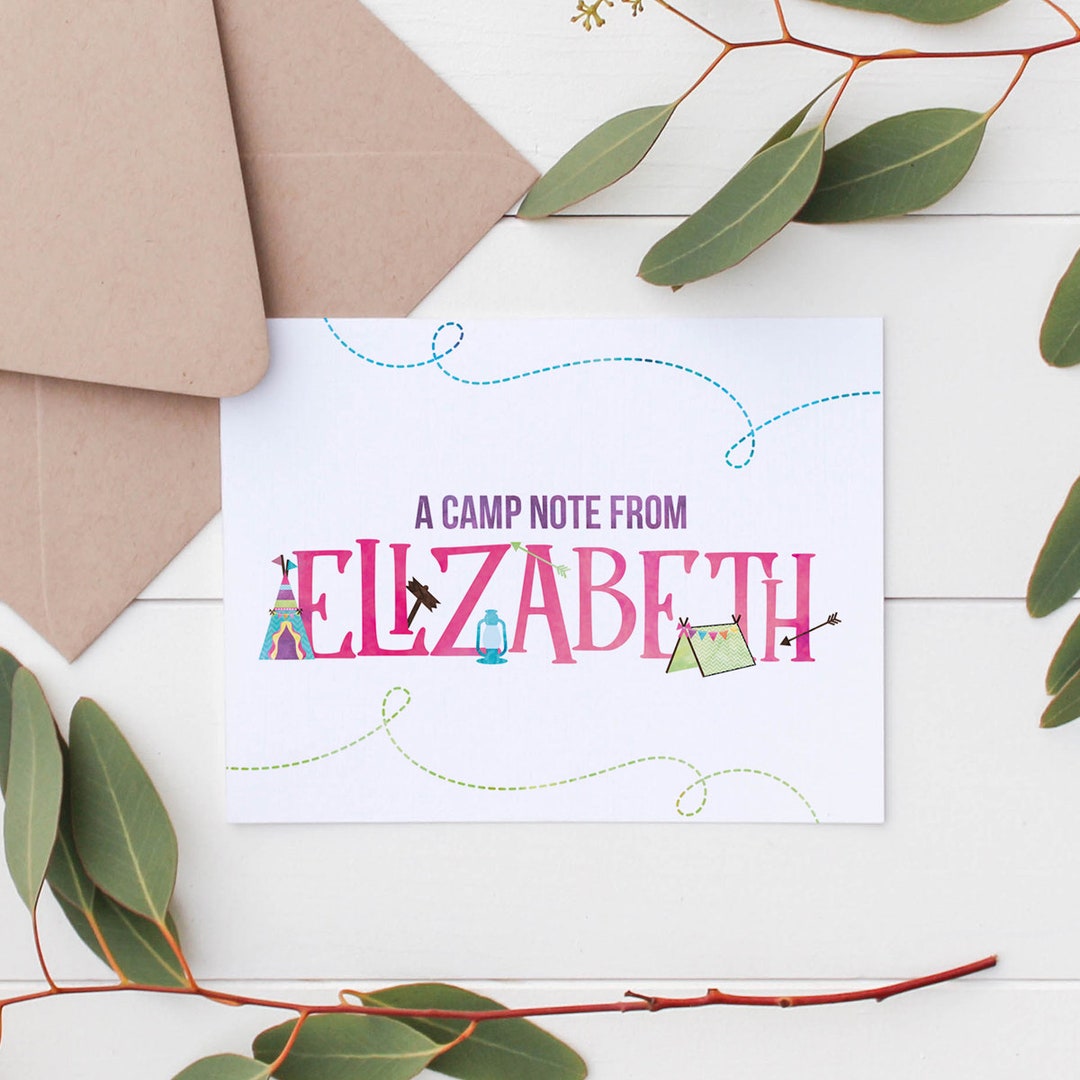 Printable Kids Girls Stationery Kids Camp Cards Kids Camp Stationery ...