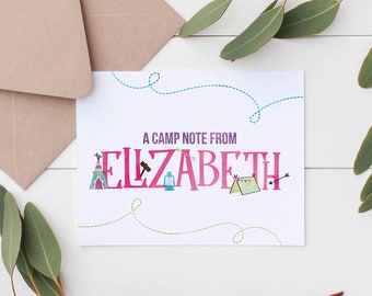 Printable Kids Girls Stationery | Kids Camp Cards | Kids Camp Stationery | Camp Collection | Summer Camp | Personalized Stationery