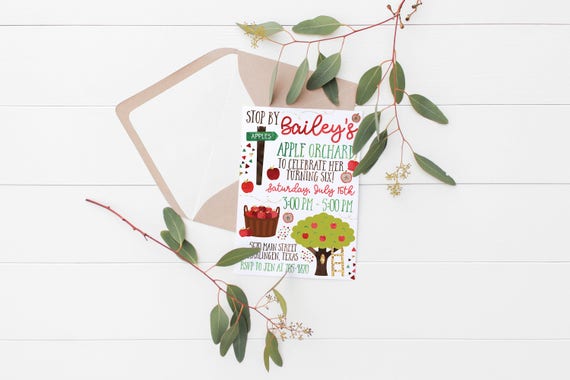 Printable Apple Orchard Party Invitation | Fall Party Invitation | Apple Birthday | Kids Birthday | Apple Party Invitation