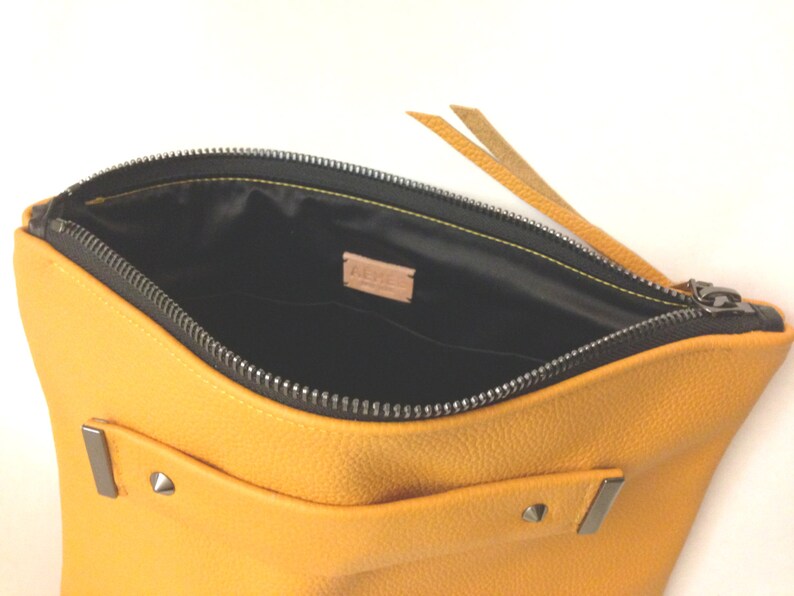 Italian Leather Clutch With Handle Strap Foldover Oversized Etsy