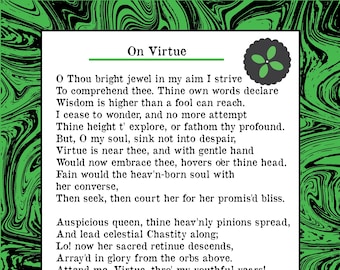 On Virtue by Phillis Wheatley - Poetry Art - Digital PDF File