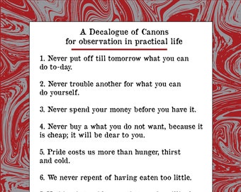 A Decalogue of Canons  for observation in practical life by Thomas Jefferson - Historical Art Print - Digital PDF Download