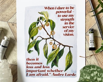 Audre Lorde Print: When I dare to be powerful, feminism poster