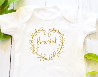 Feminist Baby: Baby Bodysuit, Newborn White, (ready to ship)