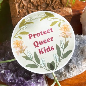 Feminist Sticker: Protect Queer Kids, lgbtq sticker