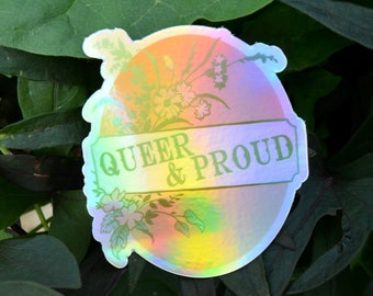 Queer And Proud: adesivo lgbtq, orgoglio queer, adesivo queer, adesivo ologramma