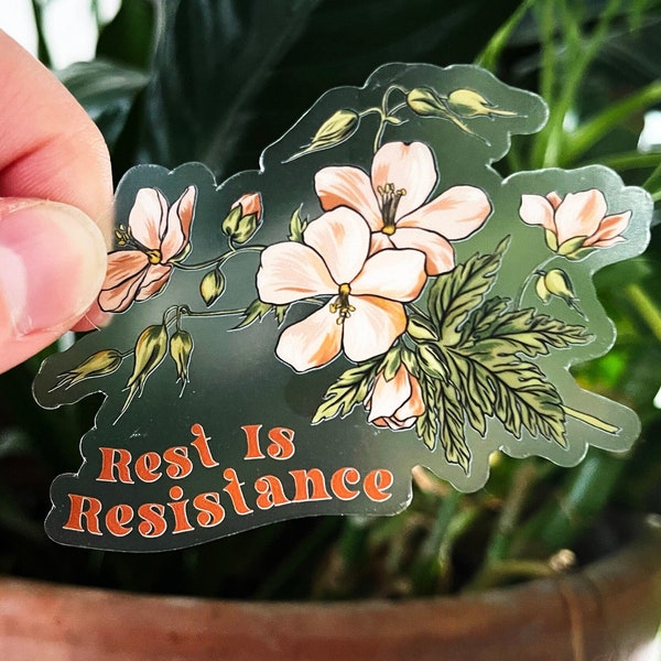 Feminist Sticker: Rest Is Resistance, laptop sticker, self care, self love