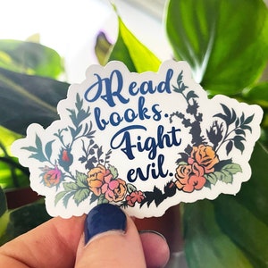 Feminist Sticker: Read Books Fight Evil, book stickers