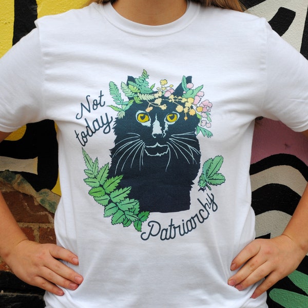 Feminist Shirt: Not Today Patriarchy, cat lady, cat mom, feminist gift