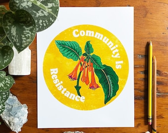 Feminist Art Print: Community Is Resistance, social justice