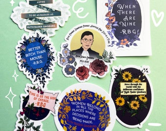 Feminist Sticker Pack: Ruth Bader Ginsburg Stickers, waterproof, laptop sticker, bumper sticker