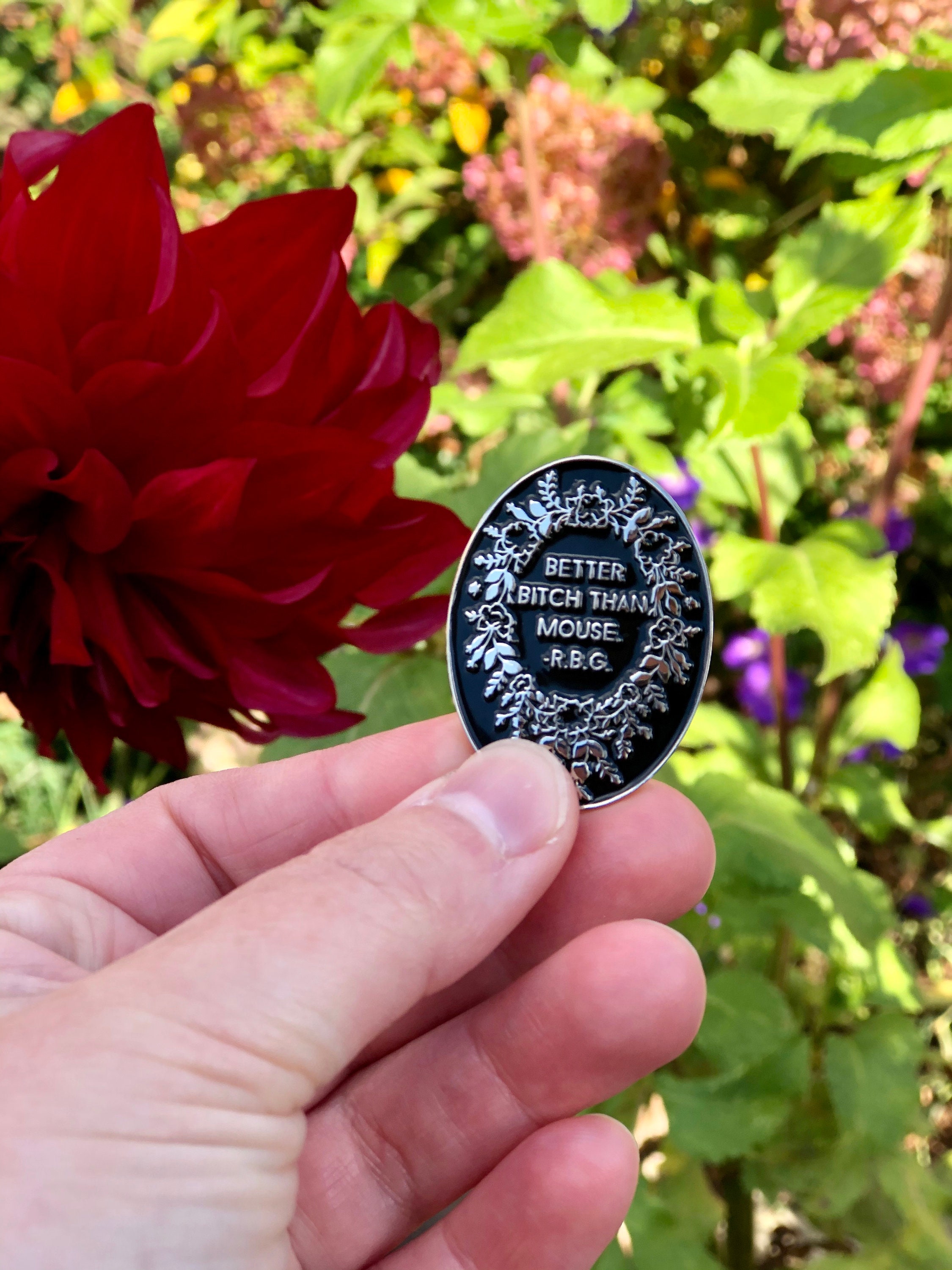 RBG Pin, Better Bitch Than Mouse, Ruth Bader Ginsburg: Enamel Pin, RGB, Feminist Pin