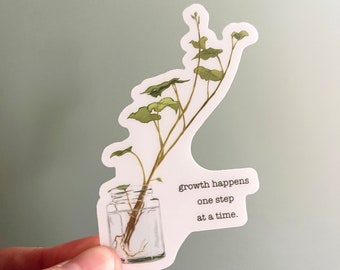Pegatina de salud mental: El crecimiento se da paso a paso, pegatina para portátil, autocuidado, amor propio