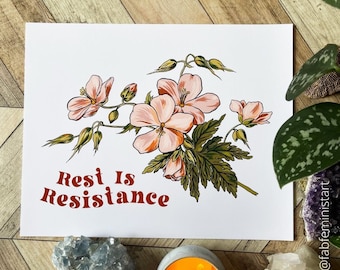 Feminism Poster: Rest Is Resistance, social justice art