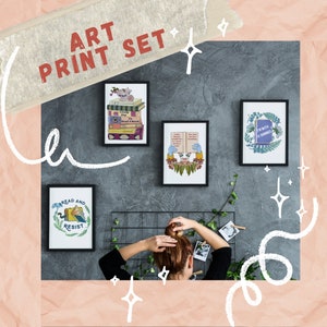 Bookish-printset: koffieboeken en feminisme