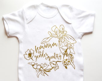 Feminist romper: feminisme is gendergelijkheid, romper voor baby's 18 maanden
