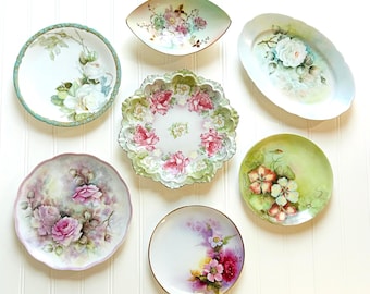 Vintage Romantic Pastel Wall Plate Collection, Mismatched Pastel Plates for Wall, Plate Collage Display, Home Wall Decor, Plate Wall