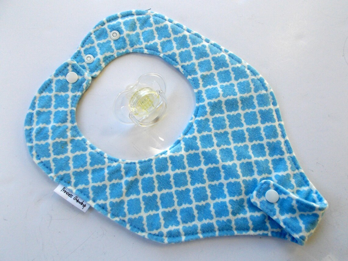 Pacifier Bibs Blue Pattern Baby Pacifier Bib Baby Shower Etsy