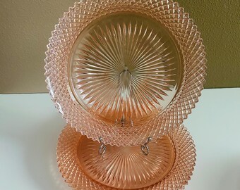 Vintage Anchor Hocking Miss America (3) Pink Depression Glass Plates