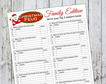 Christmas Family Feud Printable Game - Instant Download Game Winter Adults, Kids, Classroom, Work - PDF