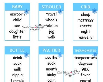 Winter Wonderland Printable Baby Shower Snowflake Taboo Game Cards - Instant Download Game for Gender Reveal, Baby Sprinkle