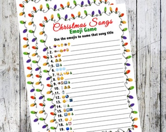 Printable Christmas Holiday Songs Emoji Pictionary Game - Instant Download Game Winter Adults, Kids, Classroom, Work - PDF