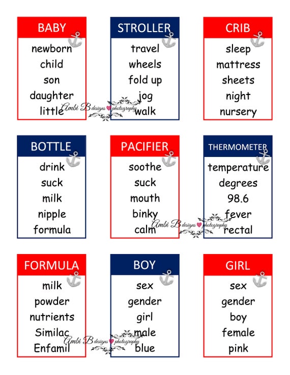 Ahoy It s A Boy Printable Baby Shower Anchor Taboo Game Cards Instant 