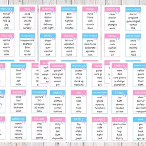 印刷可能なベビーシャワー タブー ゲーム カード - 性別発表、ベビー スプリンクル用の即時ダウンロード ゲーム - PDF