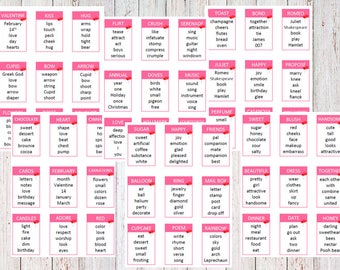 Printable Bridal / Wedding Shower / Valentine's Day Taboo Game Cards - Instant Download Game Adults, Kids, Classroom, Work - PDF