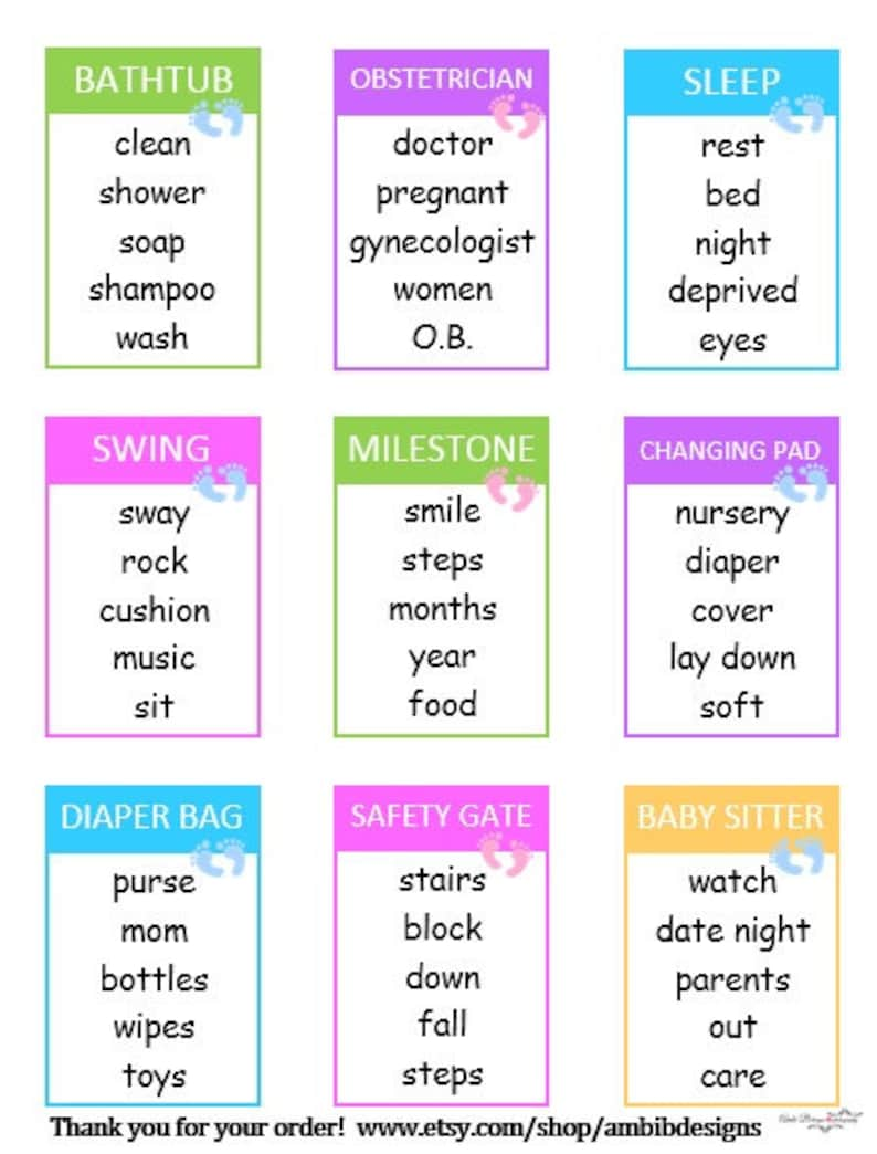 Printable Baby Shower Taboo Game Cards Instant Download Game for Gender Reveal, Baby Sprinkle PDF image 3