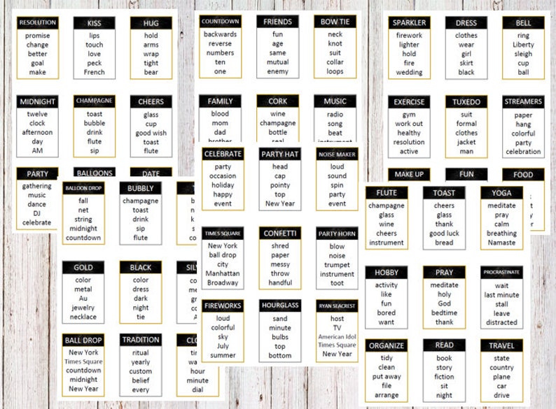 Printable Refreshing Yrs Eve Taboo Activity Playing cards - Instantaneous Down load Match Winter season Grown ups, Little ones, Clroom, Workplace, Exertion - PDF picture relating to Taboo Game Cards Printable named Printable Clean Several years Eve Taboo Sport Playing cards - Prompt Obtain Recreation Wintertime Older people, Children, Clroom, Workplace, Effort - PDF
