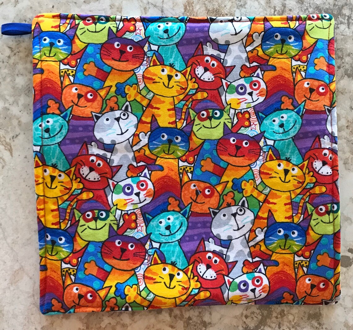 Potholders Set of 2 Potholders Fabric Potholders Cat Lover Etsy Canada