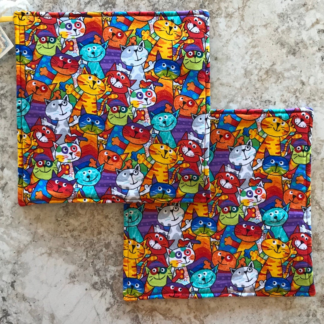 Potholders Set of 2 Potholders Fabric Potholders Cat Lover Etsy Canada