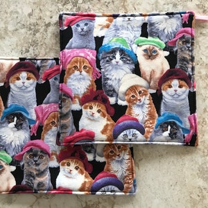 Potholders Set of 2 Potholders Fabric Potholders Cat Lover Gift Cat Lover Present