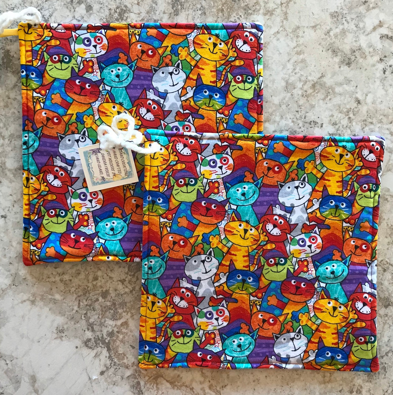Potholders Set of 2 Potholders Fabric Potholders Cat Lover Etsy Canada