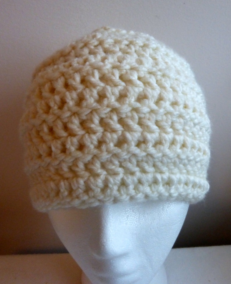 White Beanie White Beanie Hat White Crocheted Beanie Hat Warm Etsy