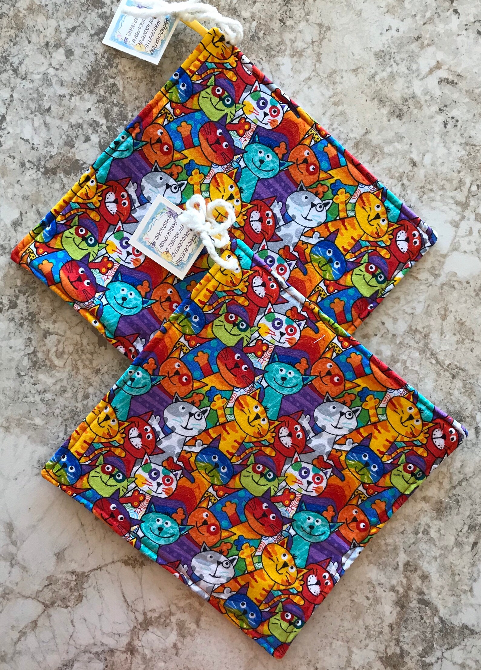 Potholders Set of 2 Potholders Fabric Potholders Cat Lover Etsy Canada