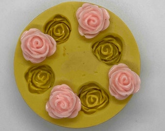 ROSES (Miniature) Flexible Silicone Mold - Set of Four 1/2" diameter Roses!