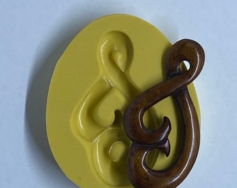 MAORI PIKORUA (Single Twist) Fish Hook Flexible Mold - Great for earrings or pendant! Choose from left facing or right facing hook.