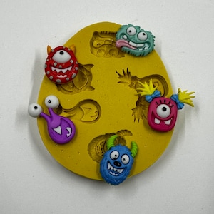 MONSTERS Flexible Mold - Choose from Set of 5 or Individuals - Great for Cupcake Toppers and Charms!!