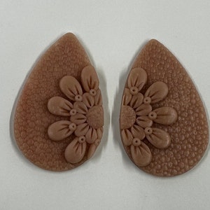 TEXTURED Embroidery-Style Flower Earring Set Flexible Mold image 3