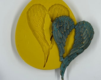 WINGS - Large Curved Double Wing Flexible Mold - Great for earrings, charms, and pendants!