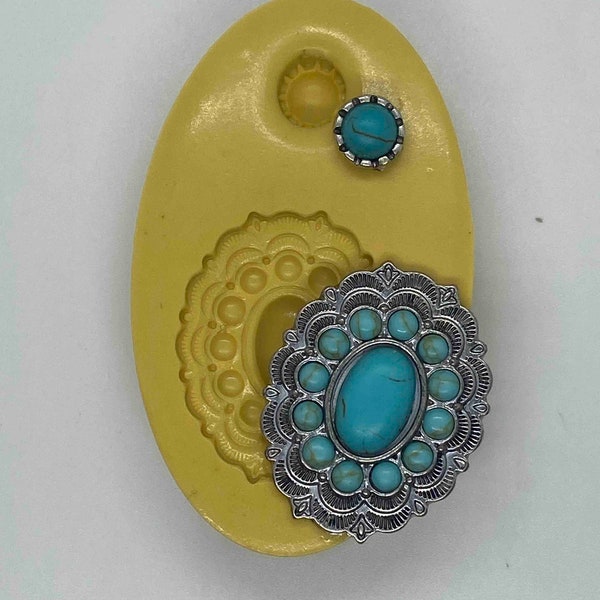 SOUTHWESTERN-STYLE CONCHO 2-Piece Earring Flexible Mold - Available in different silicone molds.