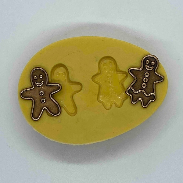 TEENY GINGERBREAD Couples Flexible Mold - Set of Boy and Girl Gingerbreads - Great for Stud Earrings or Miniatures!