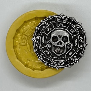 PIRATE MEDALLION Flexible Mold - Choose from Silicone Putty (for Clay) or Clear Silicone (for Resin) - Great for Pendants or Cupcakes!