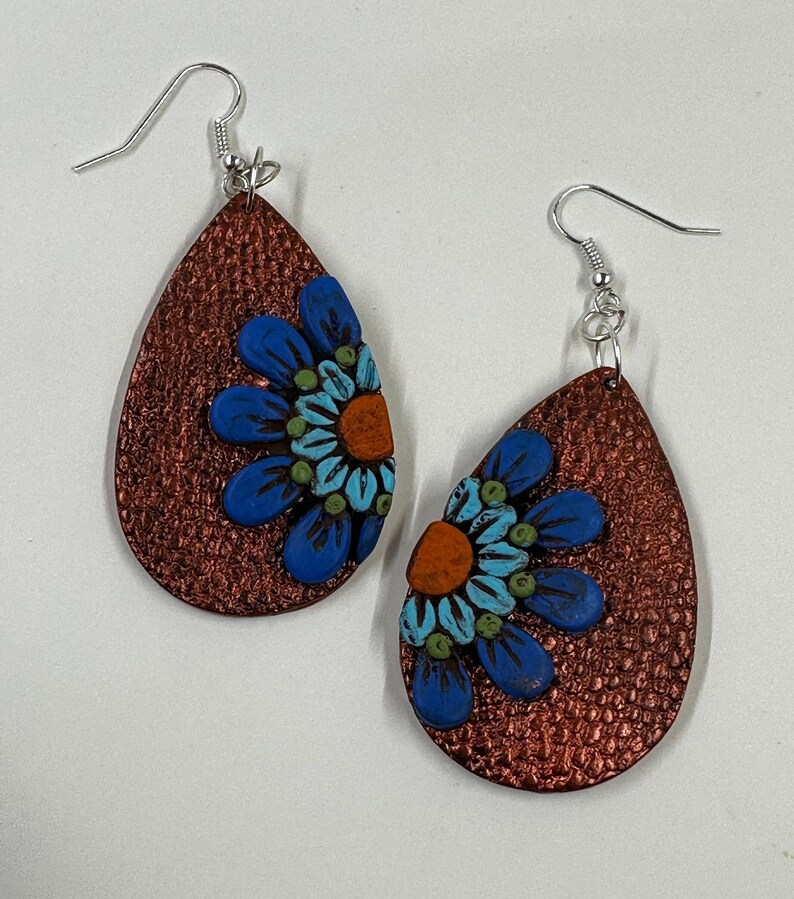 TEXTURED Embroidery-Style Flower Earring Set Flexible Mold image 7